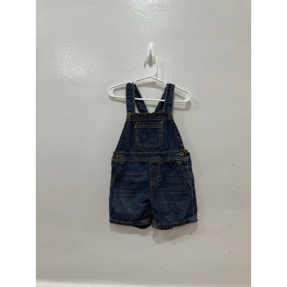 Denim Shortalls Overalls Blue Jean Adjustable Strap Casual  Play wear Size 24M